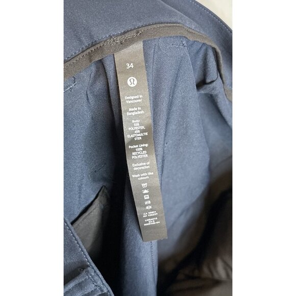 Lululemon Men's ABC Slim-Fit Trouser Pant Warpsterme Size 34X28 Blue - Picture 6 of 6